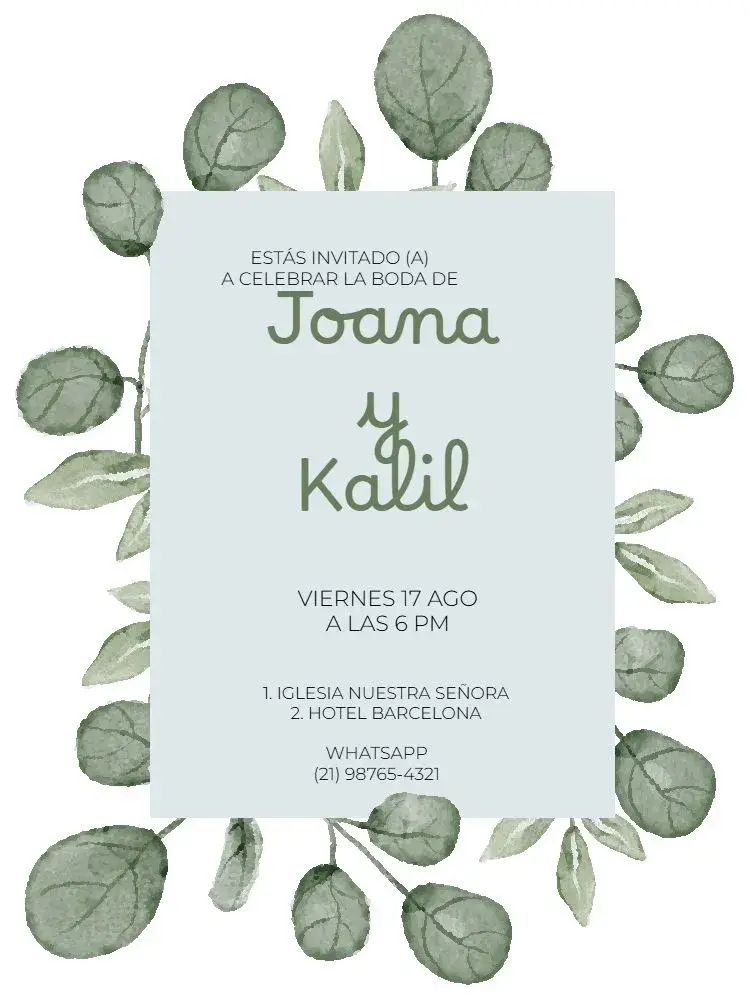 Invitación Boda Botánica / Celebración de Follaje