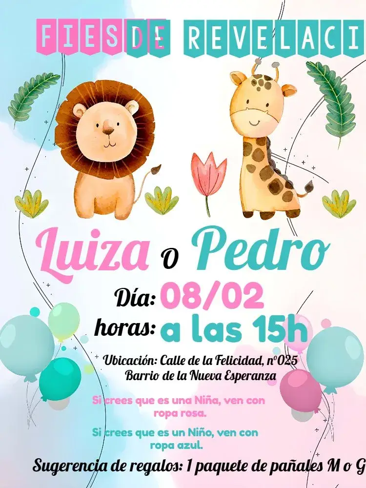 Invitación Baby Shower Safari Theme Favor editable y personalizable
