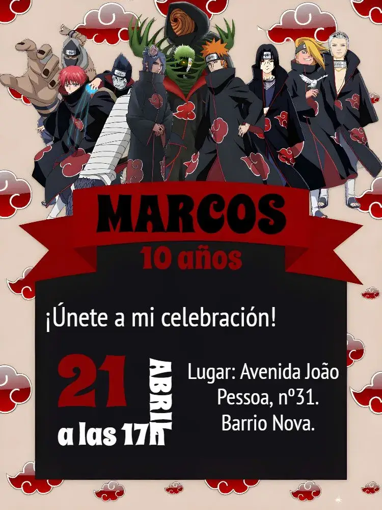 Invitación Akatsuki Rojo