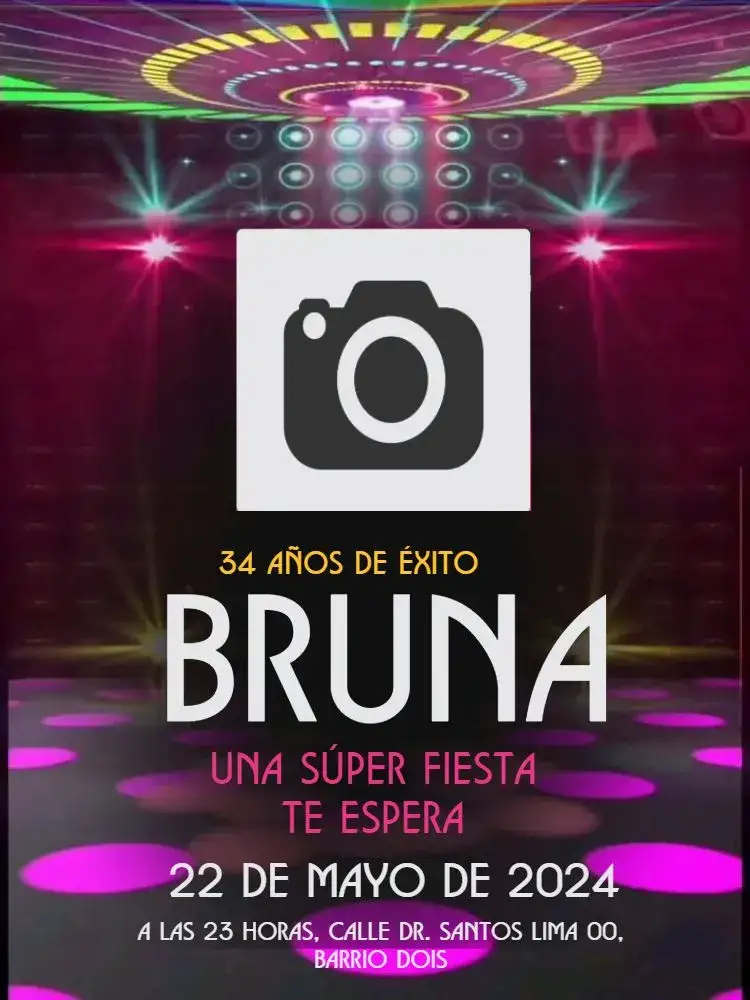 Invitación Fiesta con Foto Para Editar Personalizado – tema Cumpleaños Infantil neón, colorido, moderno, divertido, joven