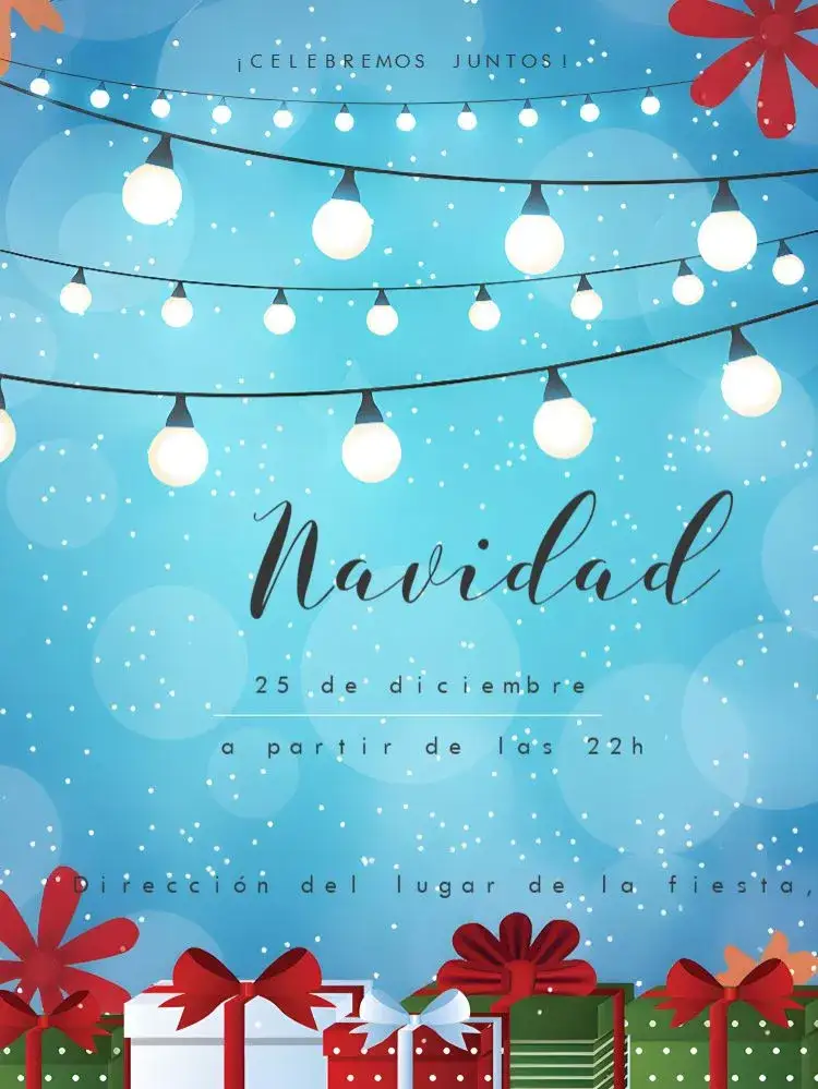 Invitación Navidad en Familia – tema Fechas Conmemorativas rojo y verde, dorado, ilustraciones navideñas, minimalista, vintage, moderno