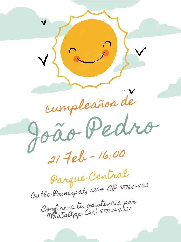 Invitación Rayo De Sol Verde Niño