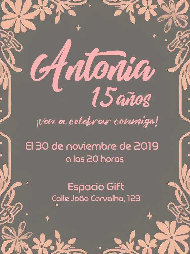 Invitación 15 Años - Mandala Rosa Hippie – tema 15 años rosa, hippie, boho, mandala, cinza, arabescos