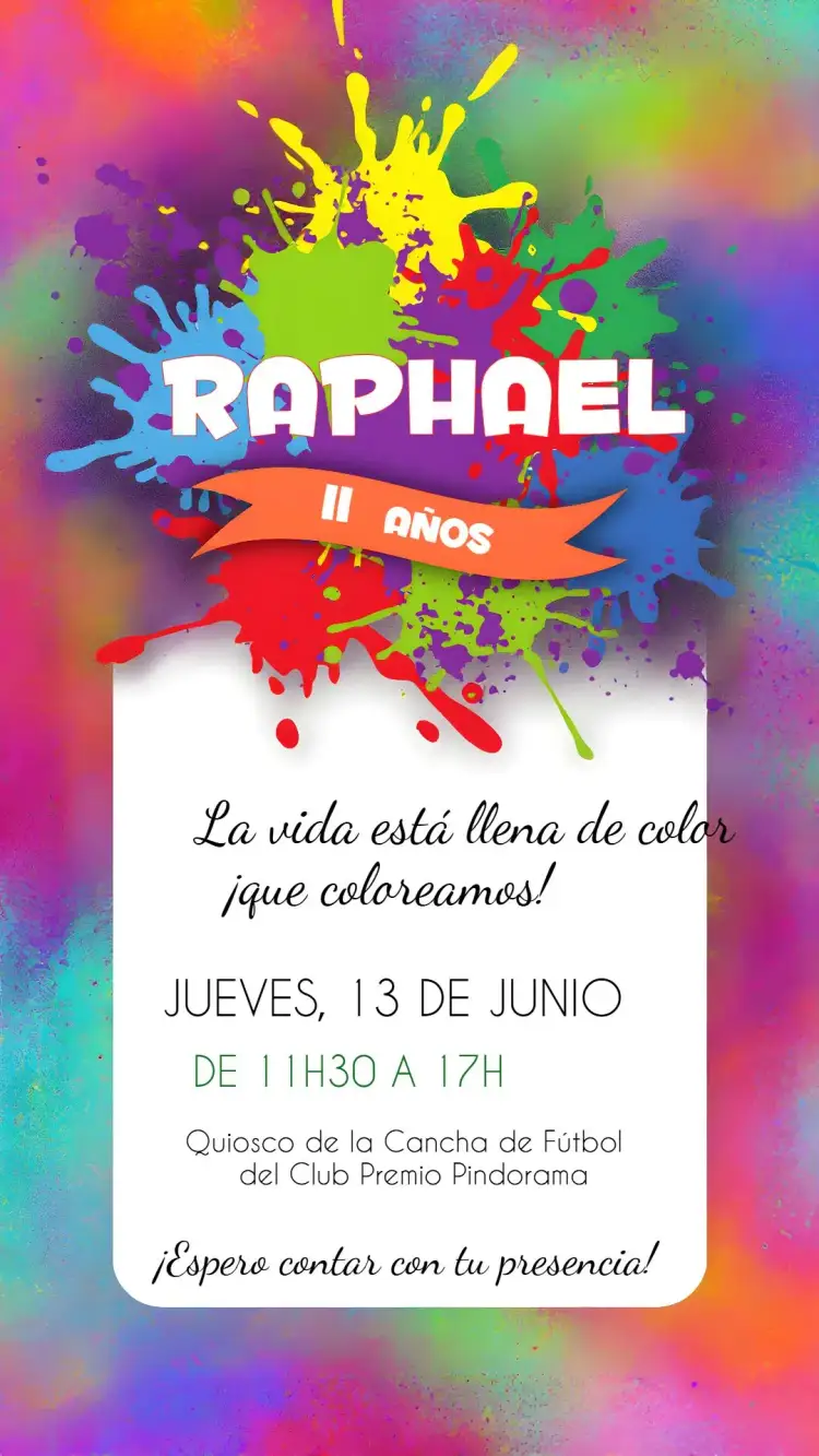 Invitación Fiesta De Los Colores Colorido – tema Fechas Conmemorativas colorido, infantil, divertido, lúdico, vibrante