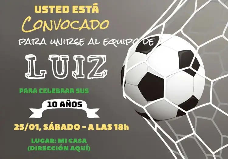 Invitación Fútbol Verde – tema Cumpleaños Infantil fútbol, verde, negro, lúdico, divertido, temático