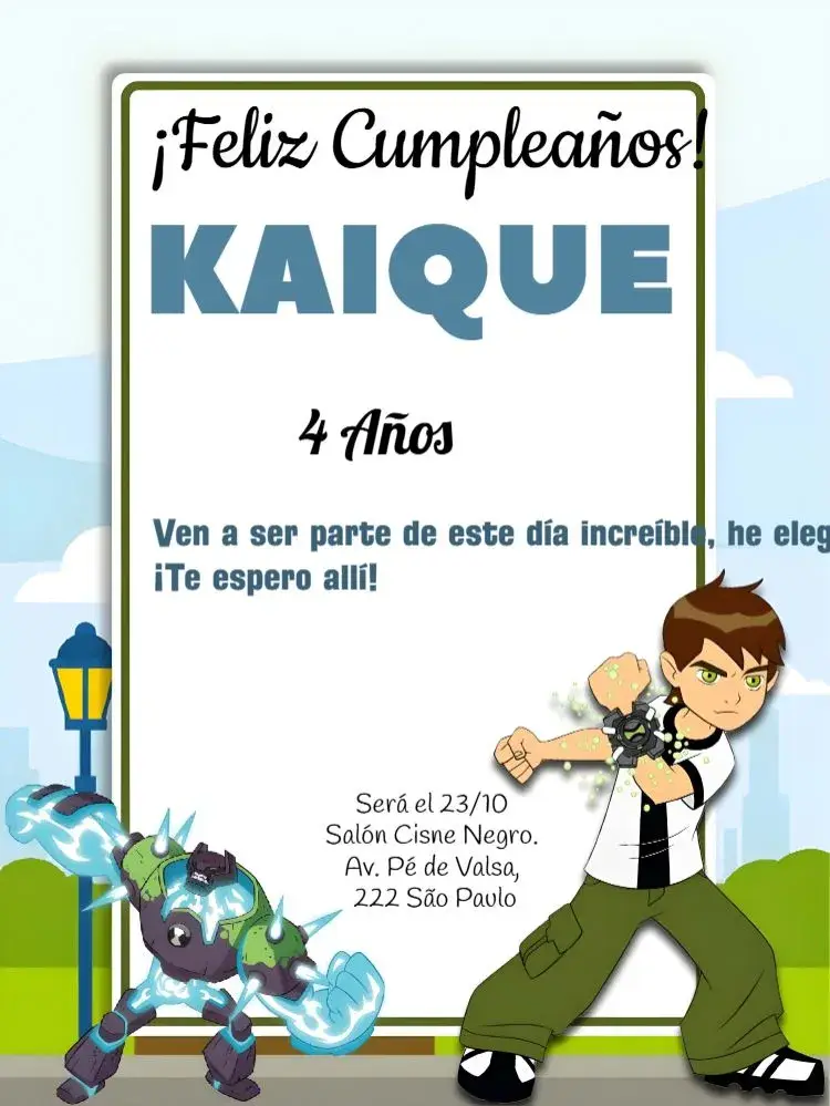 Invitación Ben 10 Azul