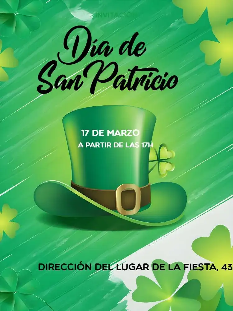 Invitación Día De San Patricio Fiesta – tema Fechas Conmemorativas verde, irlandés, festivo, divertido, temático, vibrante