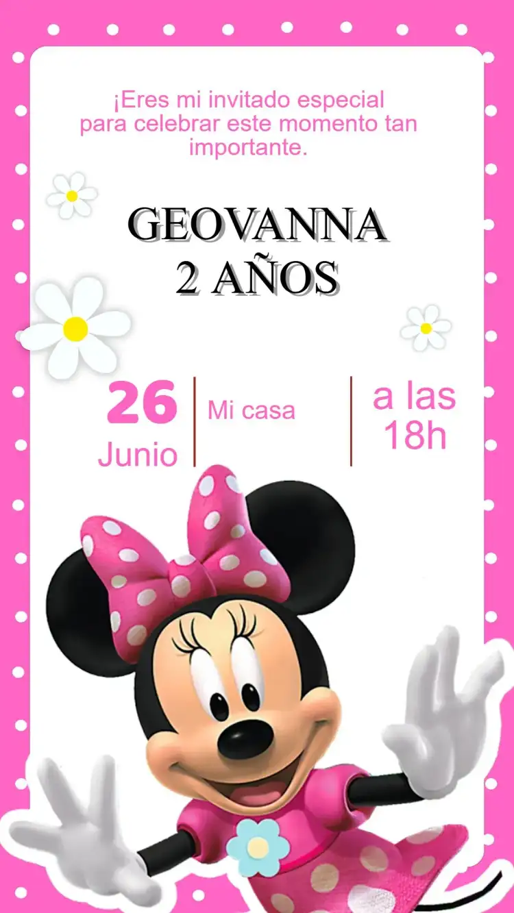 Invitación Cumpleaños Minnie Rosa