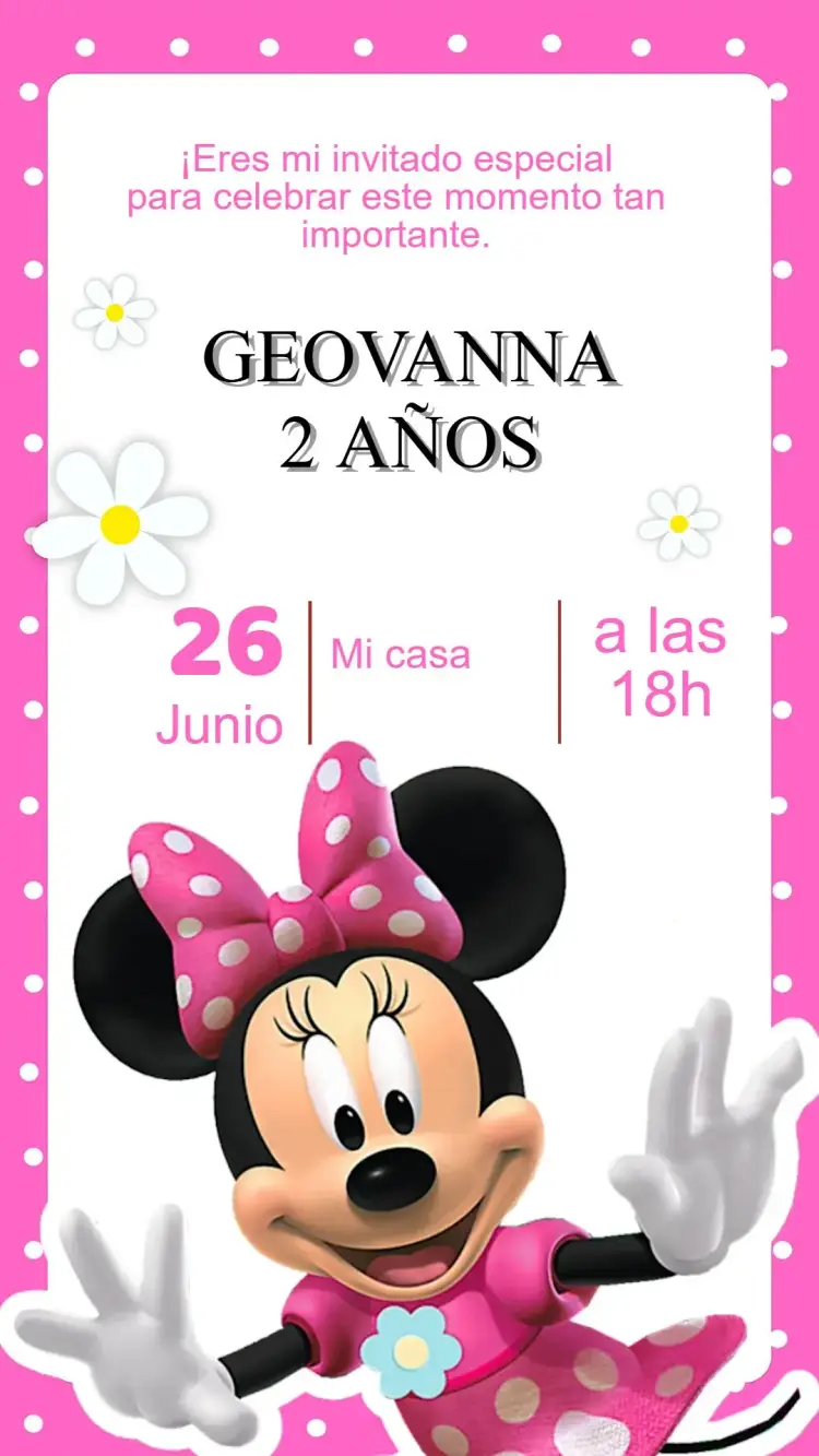 Invitación Cumpleaños Minnie Rosa