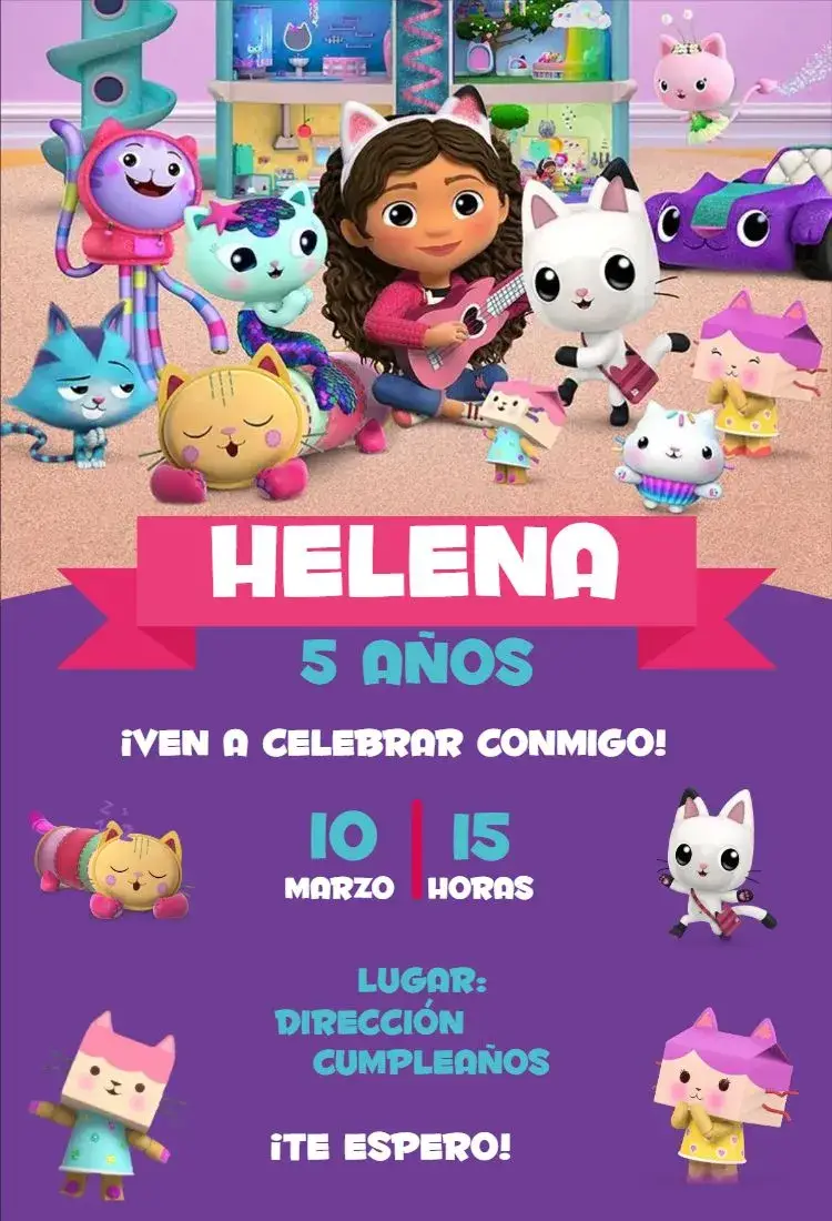 Invitación La casa mágica de Gabby 3