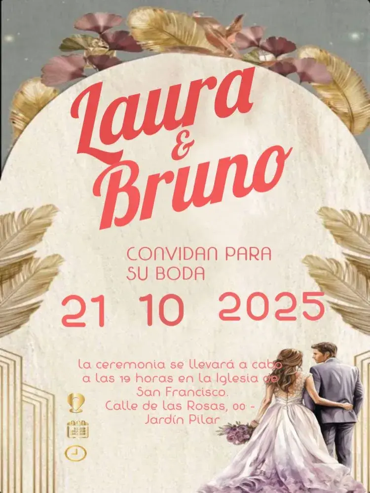 Invitación Boda Pareja Para Editar Novia
