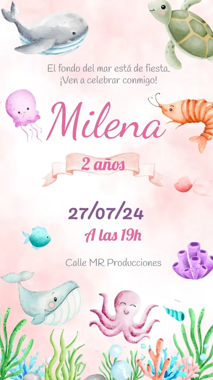Invitación Fondo Del Mar Algas