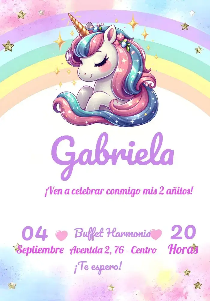 Invitación Unicornio Verde