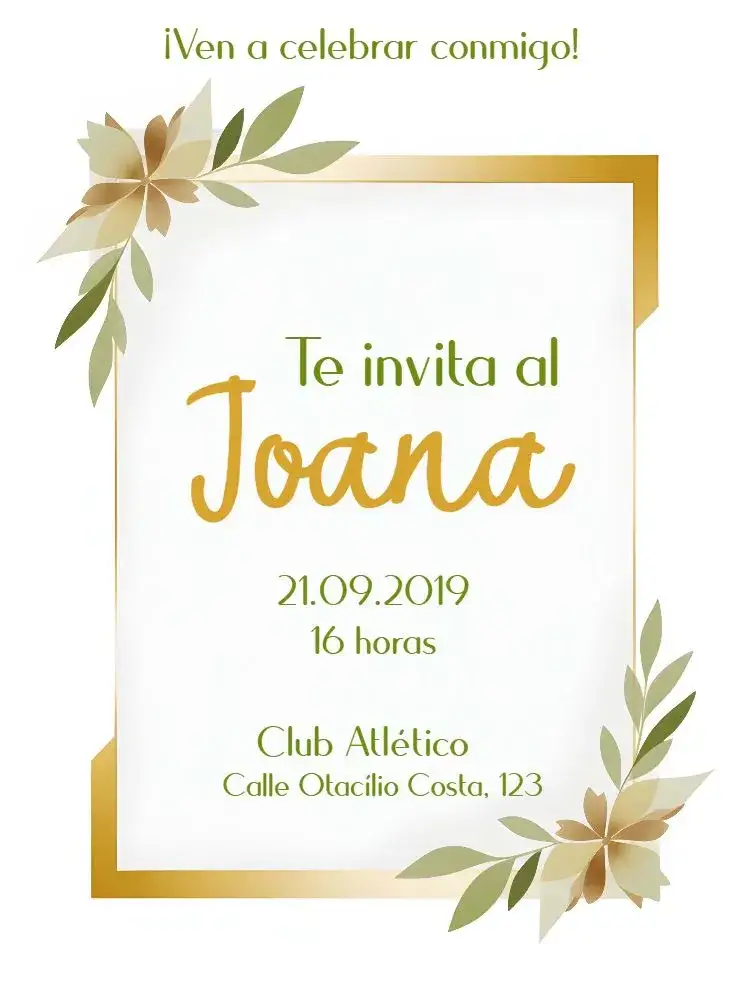 Invitación Despedida de Soltera Verde – tema Despedida de Soltera floral, verde, dorado, moderno, elegante, minimalista