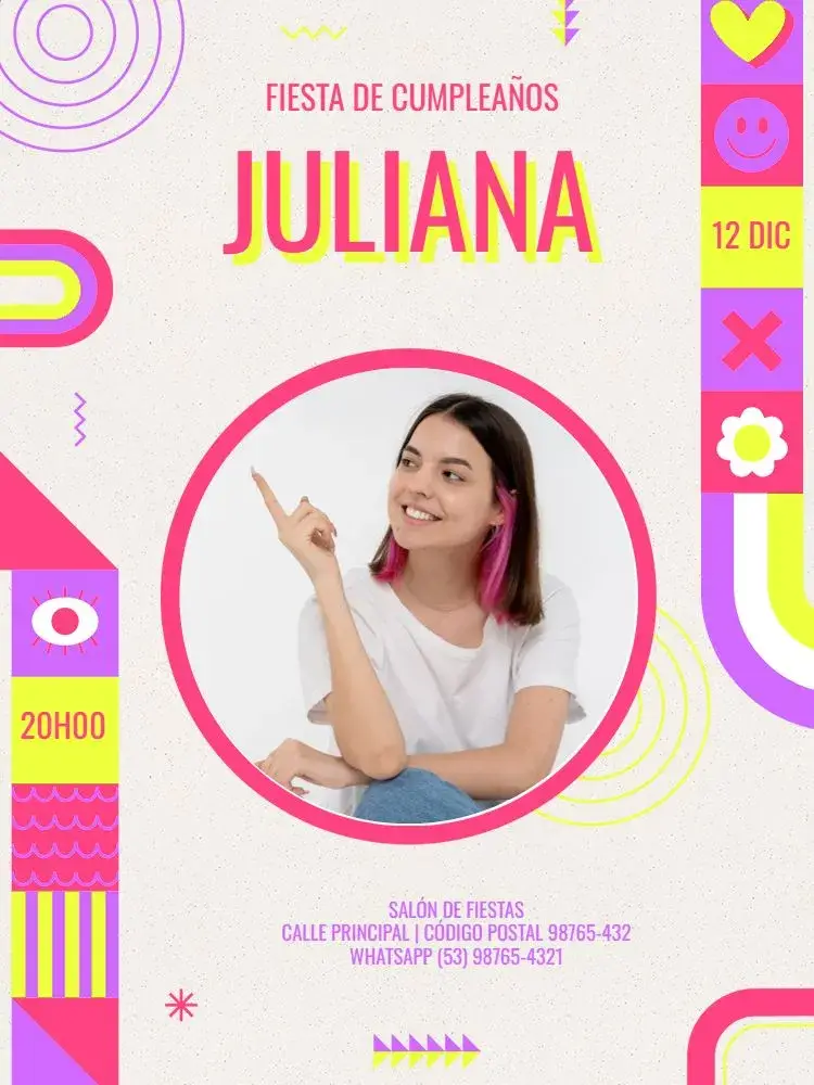 Invitación Joven Femenino Divertido Claro