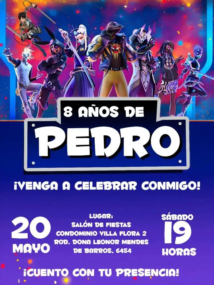 Invitación Fortnite Azul