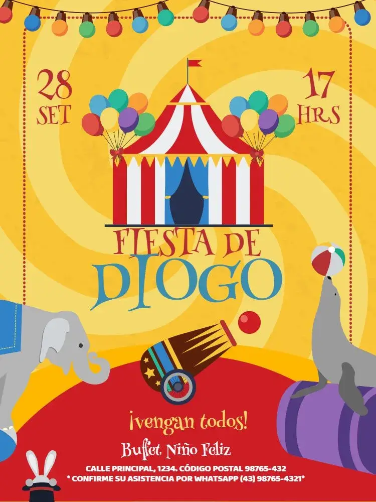 Invitación Circo Amarillo Niño