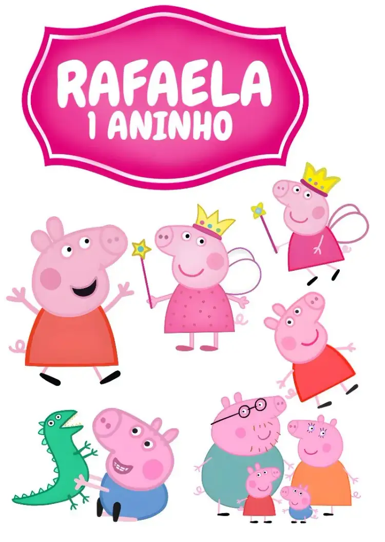 Invitación Topper de Torta Peppa Pig – tema Topper de torta rosa, divertido, infantil, temático, colorido, animado