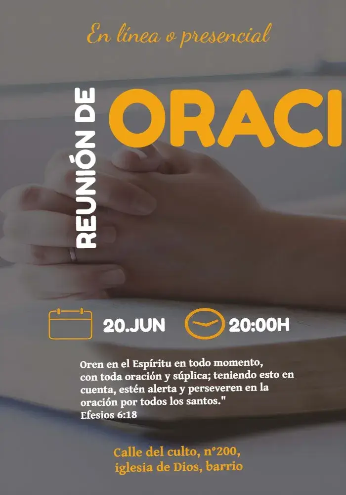 Invitación Reunión De Oración Iglesia Preto