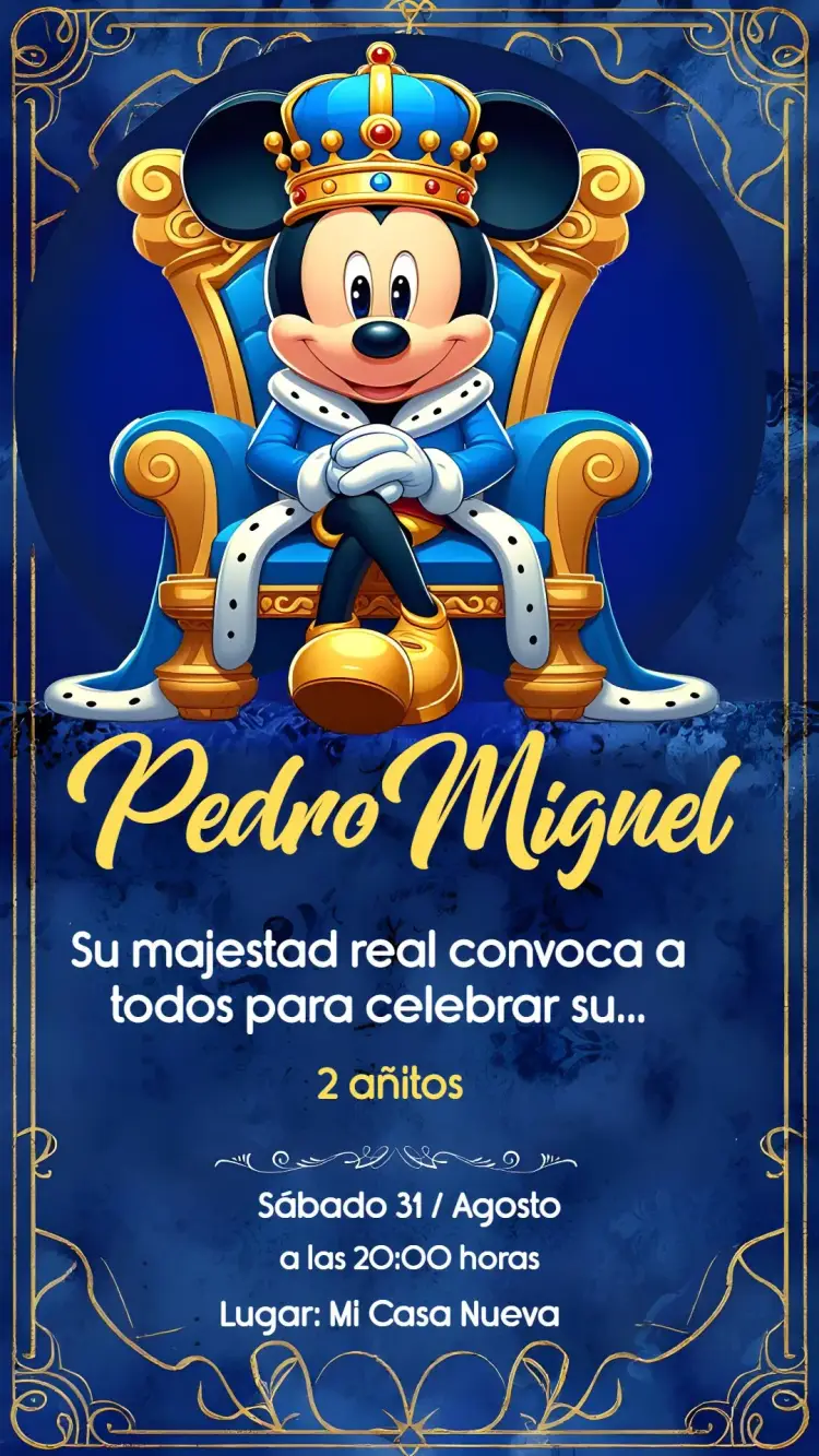 Invitación Mickey Mouse Realeza Príncipe