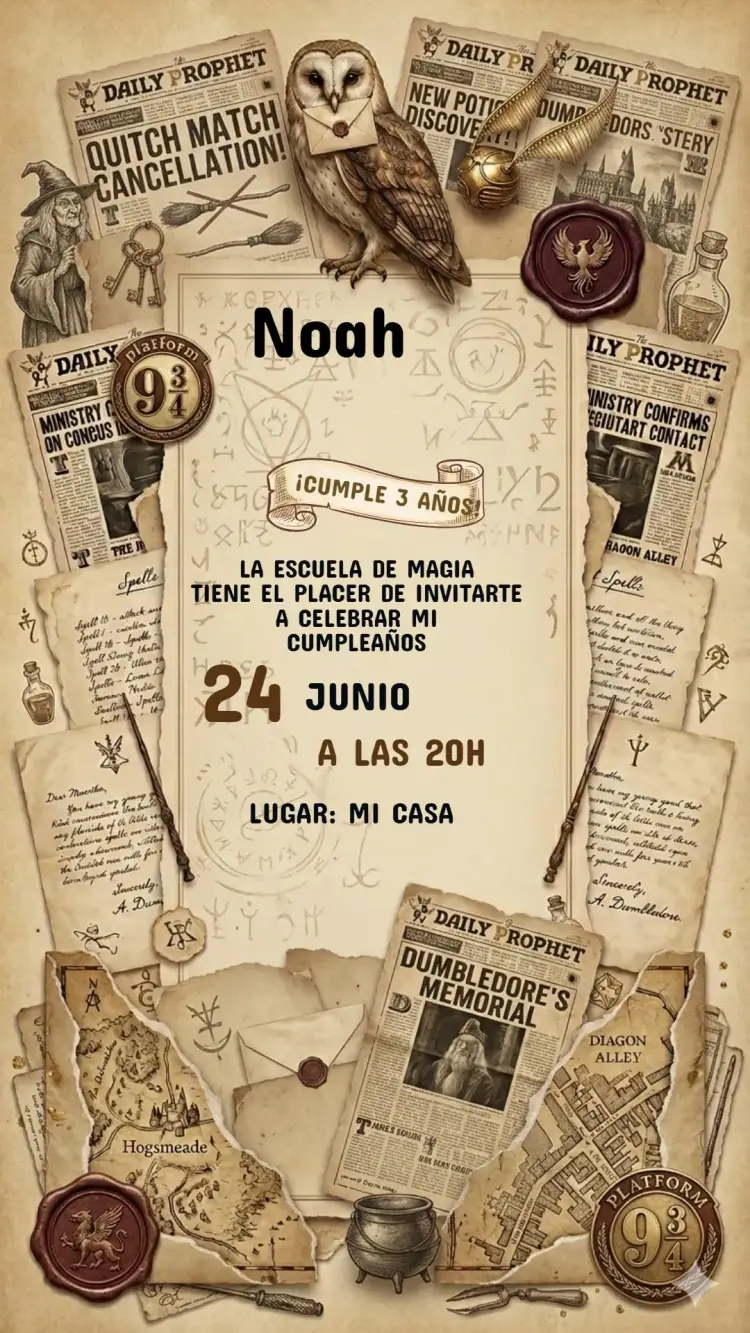 Invitación Cumpleaños Harry Potter