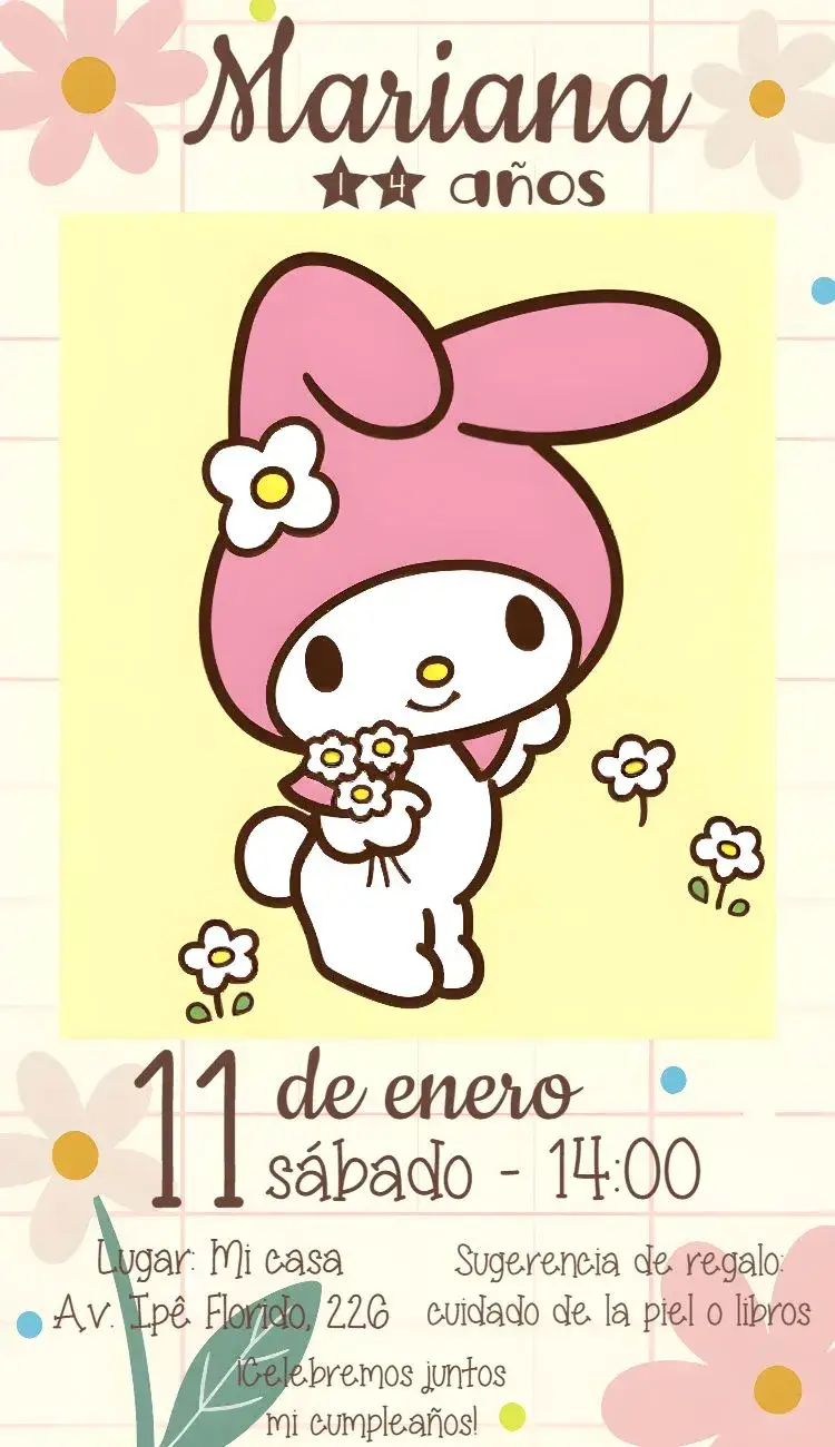 Invitación My Melody Hello Kitty