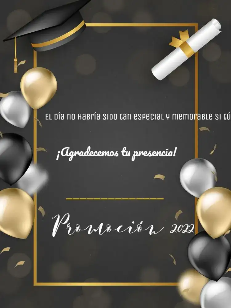 Tarjeta De Agradecimiento Presencia Graduación Elegante Fiesta