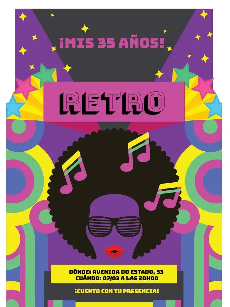 Invitación Fiesta Retro Digital