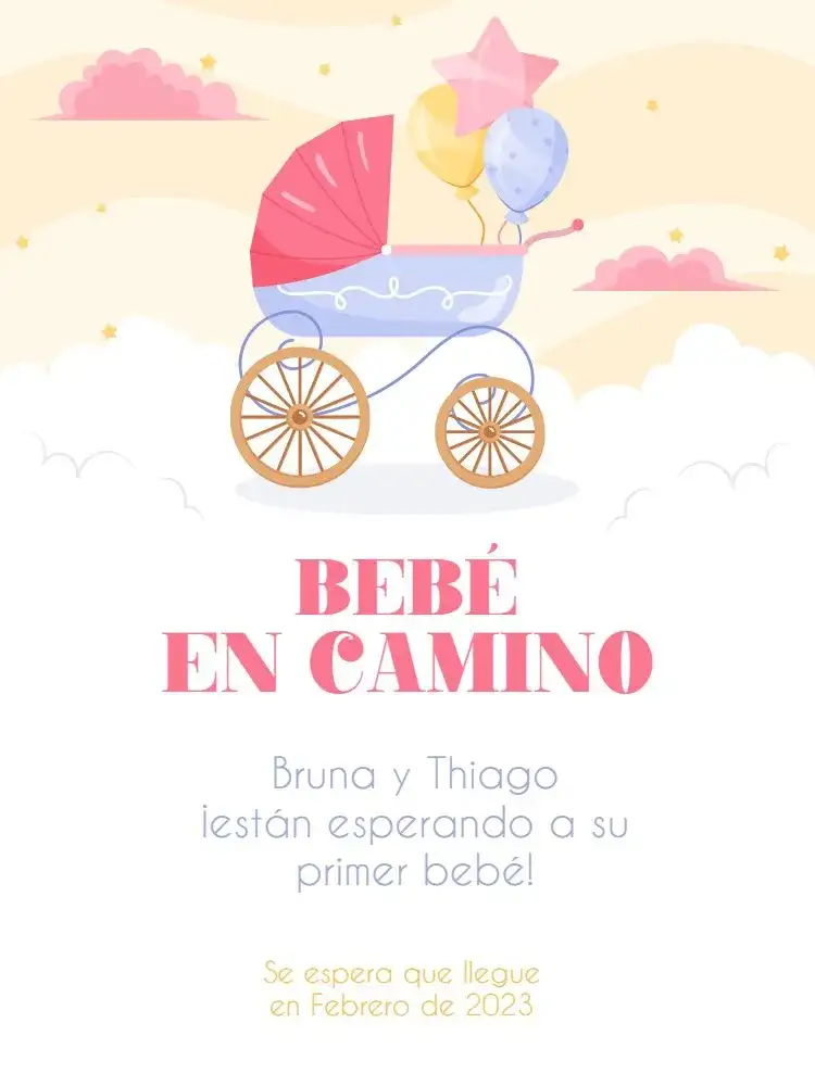 Tarjeta De Anuncio Embarazo Nubes Celebración