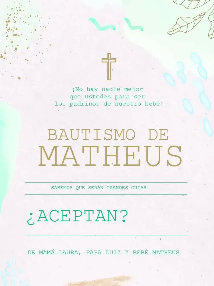 Para Padrinos De Bautismo Verde Claro