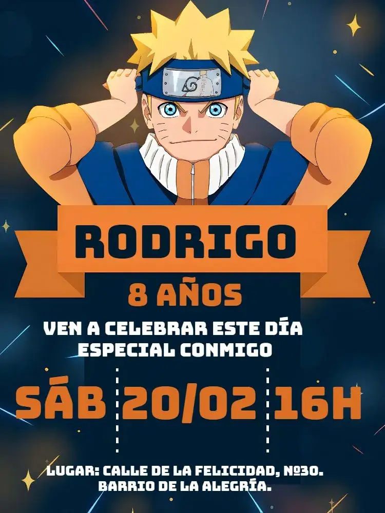 Invitación Naruto Azul