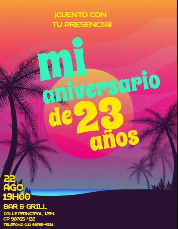 Invitación Atardecer Años 70