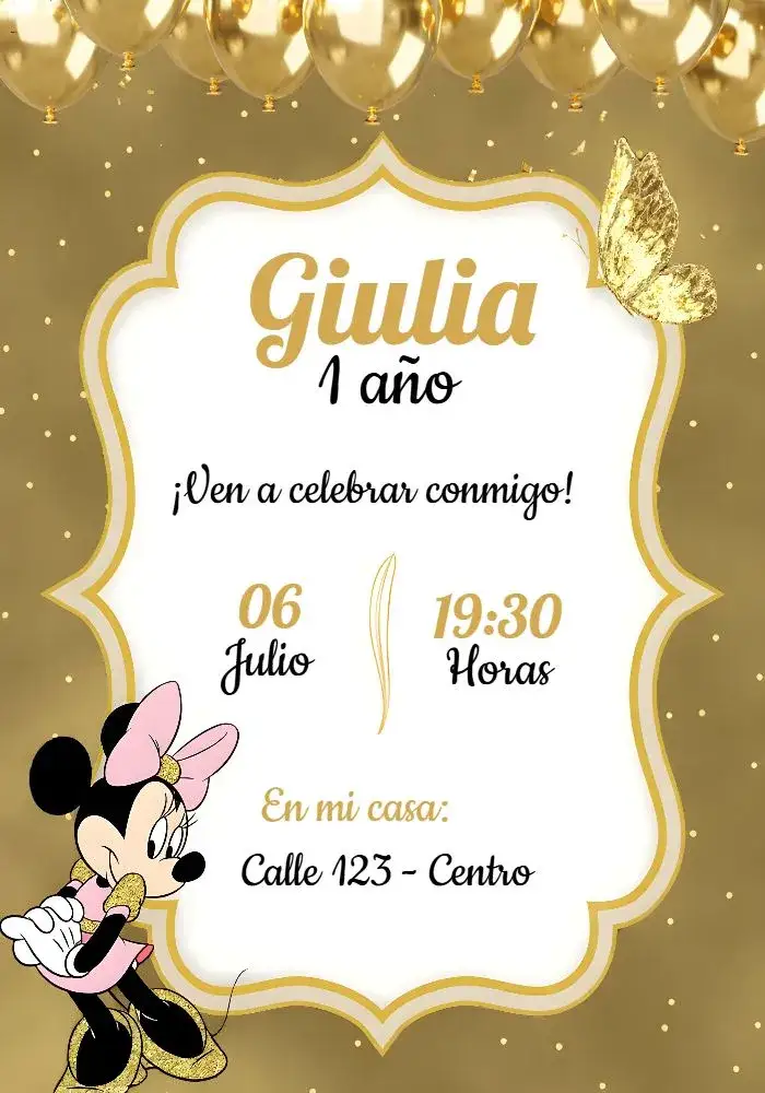 Invitación Fiesta de Minnie Mouse – tema Fechas Conmemorativas rojo y negro, estampado de lunares, lazo delicado, estilo Disney, fiesta infantil, lujo y delicadeza
