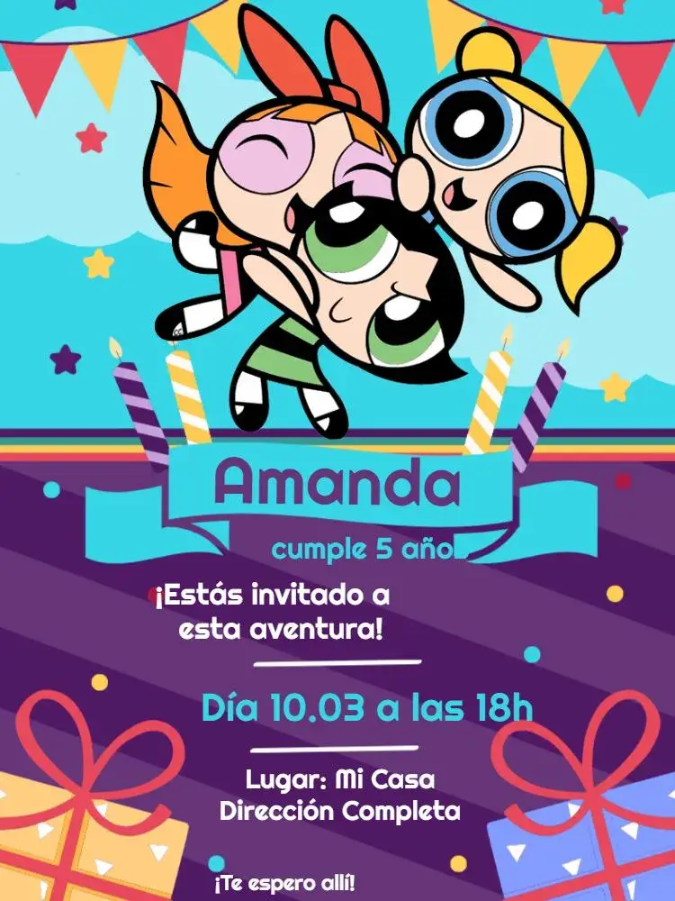 Invitación Fiesta de las Chicas Superpoderosas