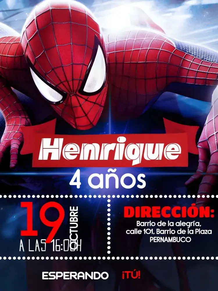 Invitación Hombre Araña Rojo