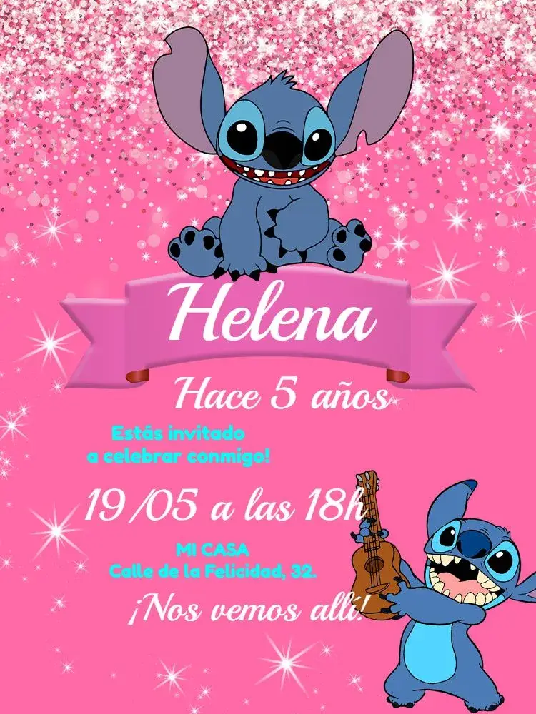 Invitación Stitch Glitter