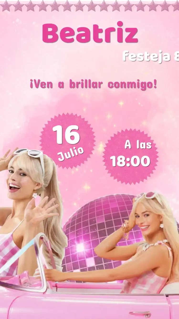 Invitación Digital Barbie Encantada - Tema Barbie para Cumpleaños