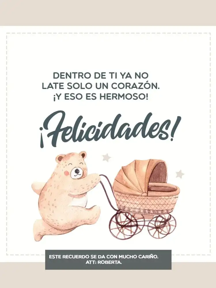 Tarjeta Para Acompañar Regalo De Baby Shower Oso