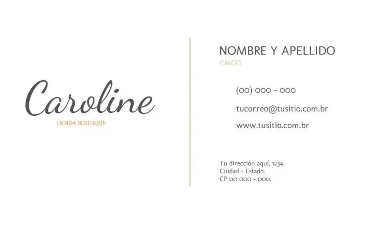 Invitación Tarjeta Posterior Boutique Personalizada – tema Tarjeta delicado, moderno, minimalista, elegante, feminino