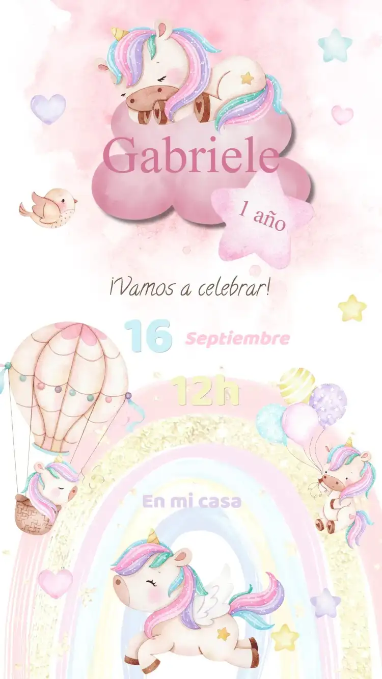 Invitación Cumpleaños Unicornio