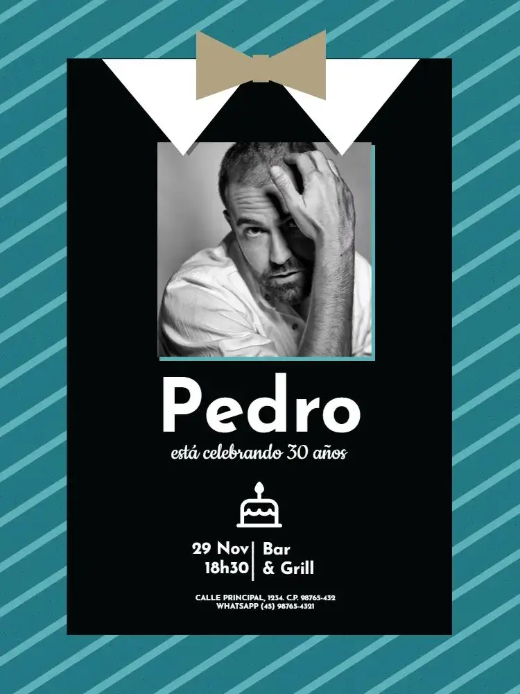 Invitación Hombre Adulto Con Foto Fiesta