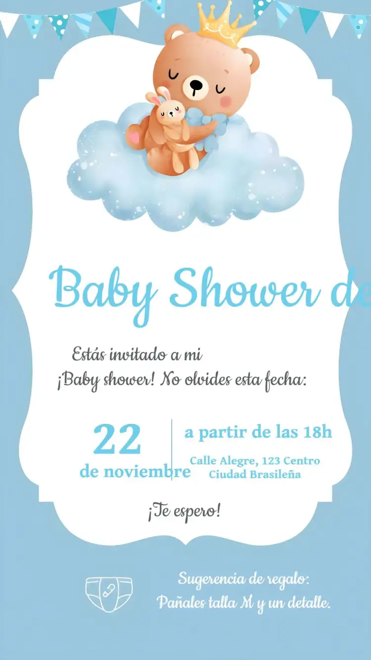 Baby Shower Niño Azul Osito