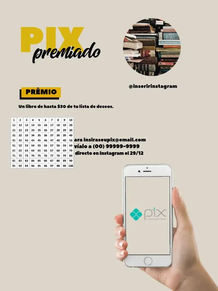 Invitación Pix Premiado Con Foto Beige – tema Cartones moderno, elegante, minimalista, colorido, divertido
