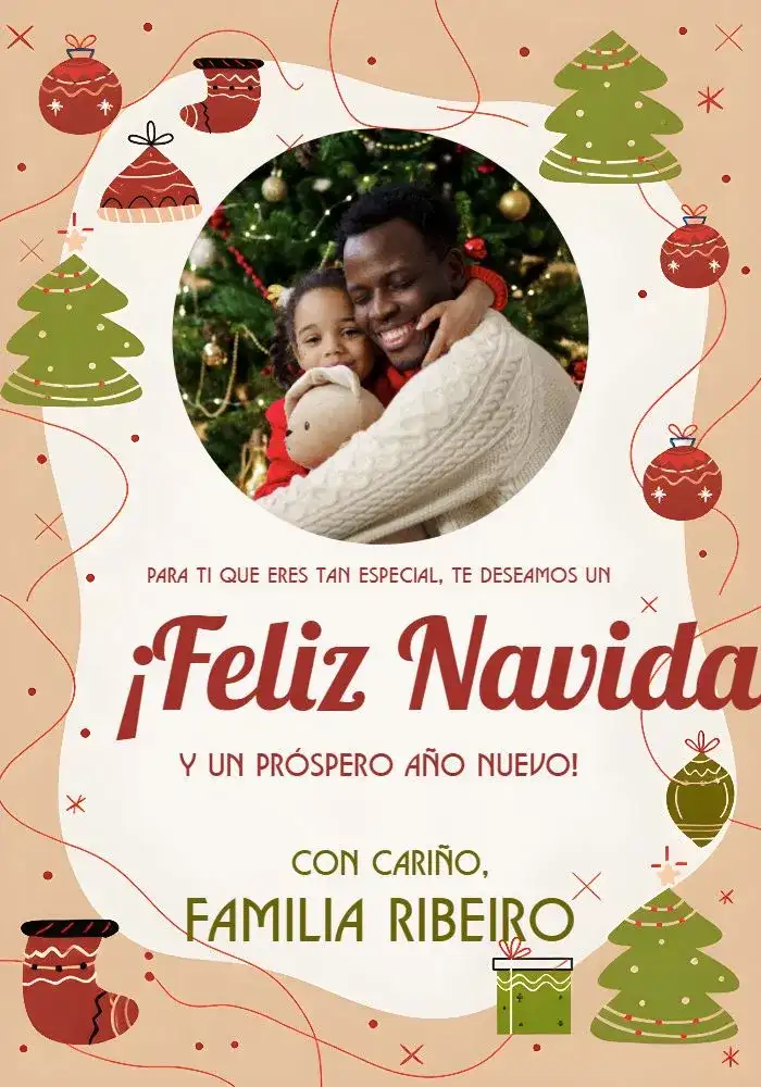 Tarjeta De Navidad Con Foto Regalos