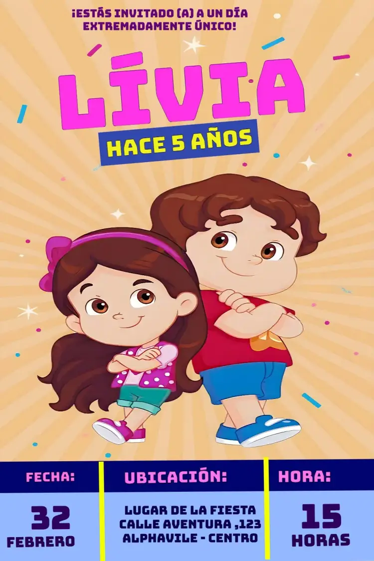 Invitación Maria Clara y Jp Infantil Youtuber