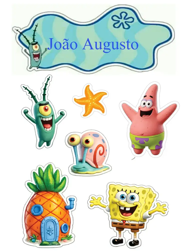 Invitación Bob Esponja – tema Topper de torta colorido, divertido, infantil, marino, temático, ilustración