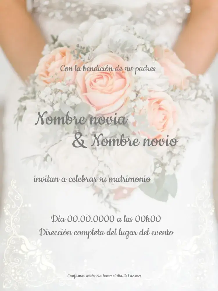 Invitación Boda Novia Ramo Blanco