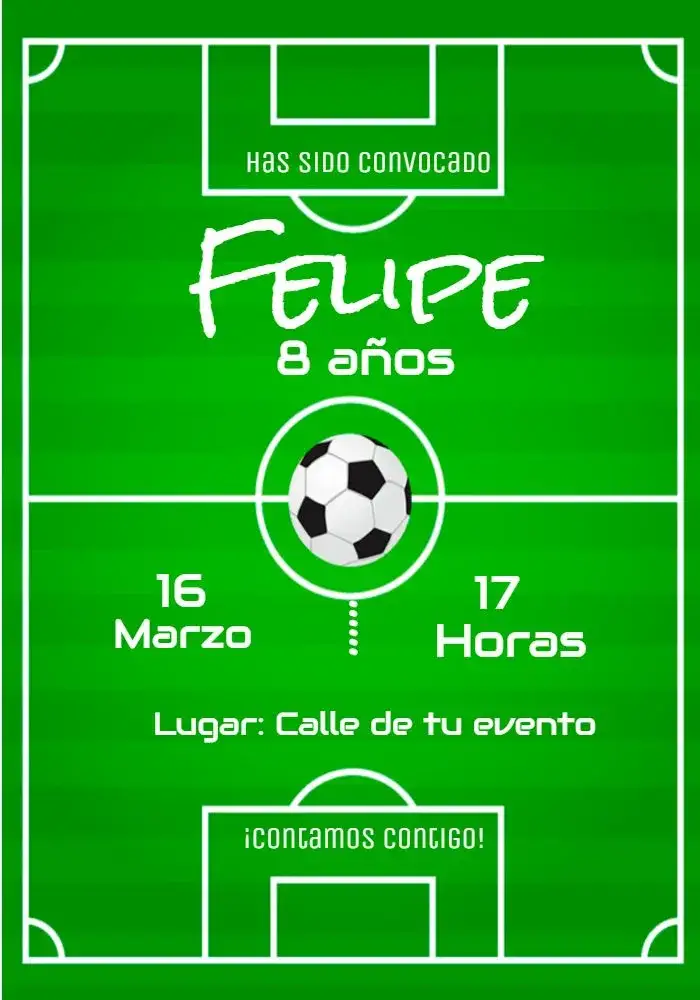 Invitación Fútbol Online – tema Más buscados moderno, deportivo, vibrante, verde, dinámico