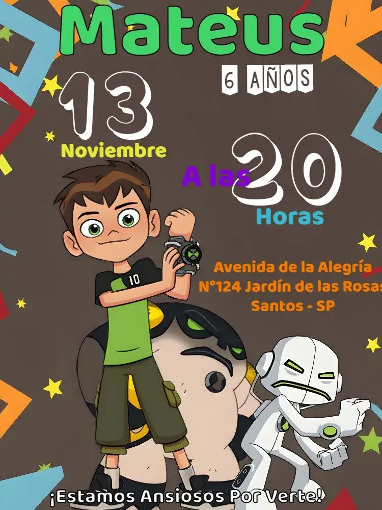 Invitación Ben 10 Blanco