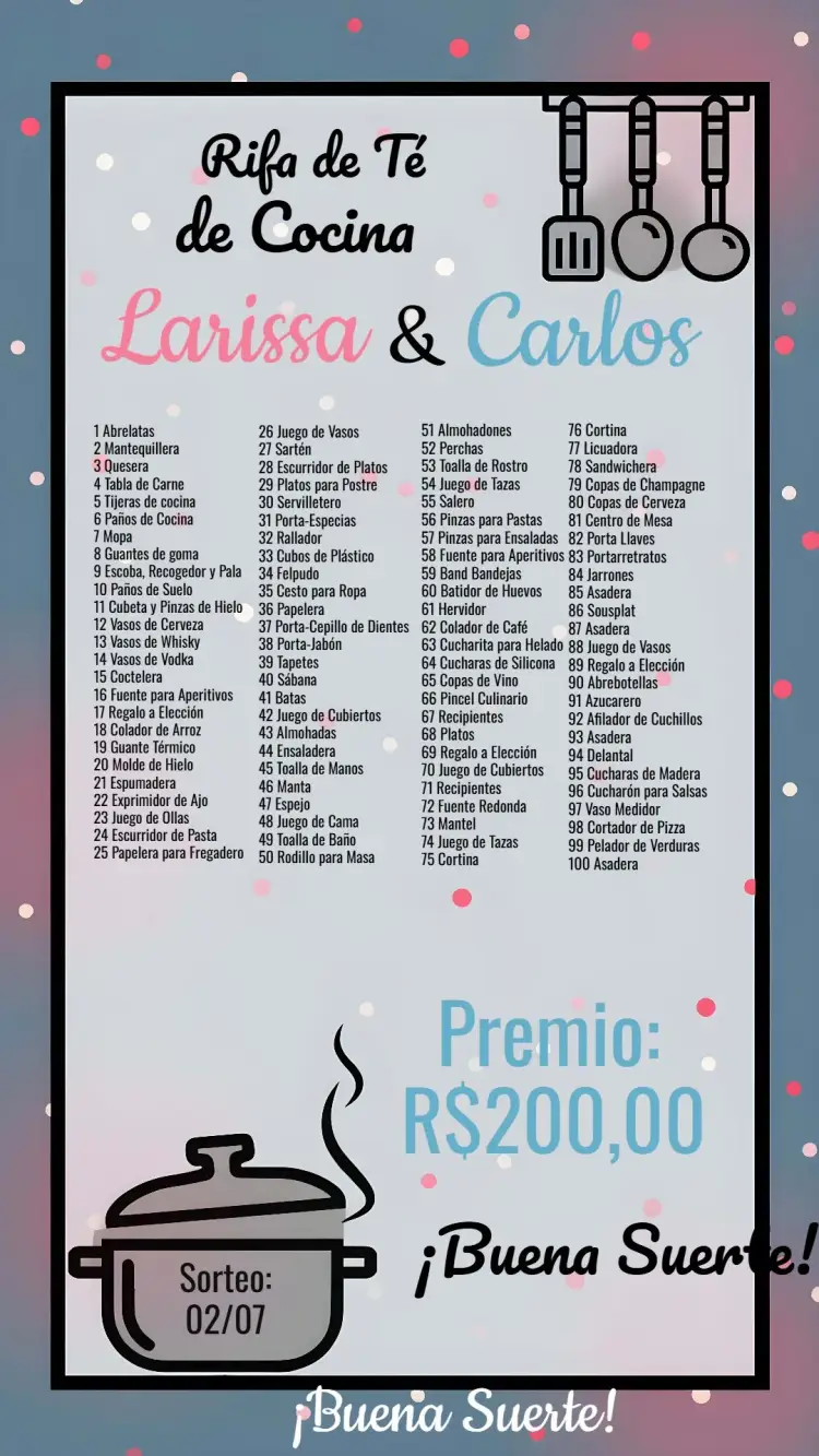 Invitación Té Rifa De Cocina Azul